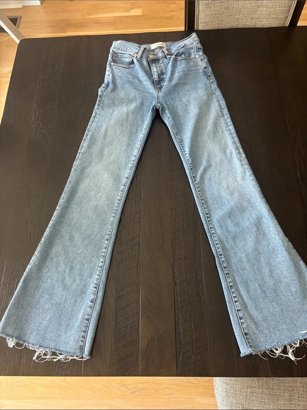 Frame The Icon Raw Hem Flare Jeans